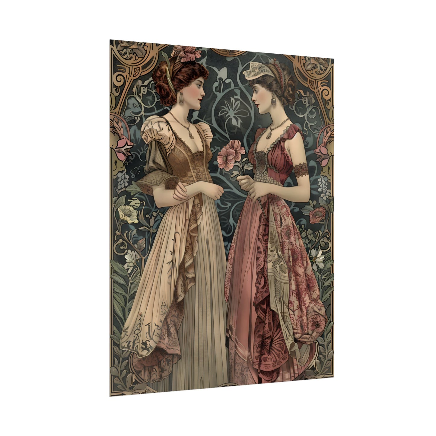 Women in Ornate Attire: Formal Primrose Ceremony - Poster