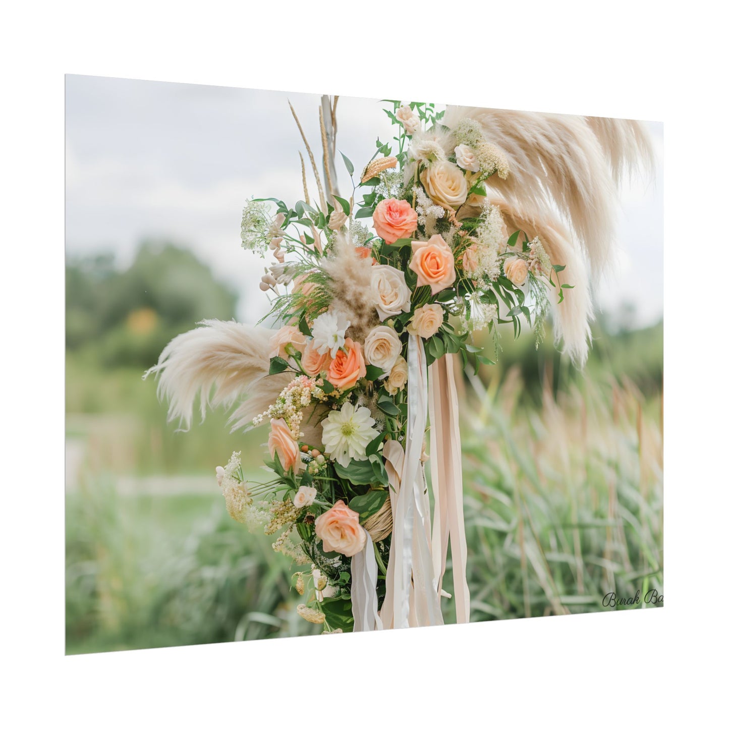 Whimsical Floral Wonders: Vibrant Pampas Garden Art - Poster