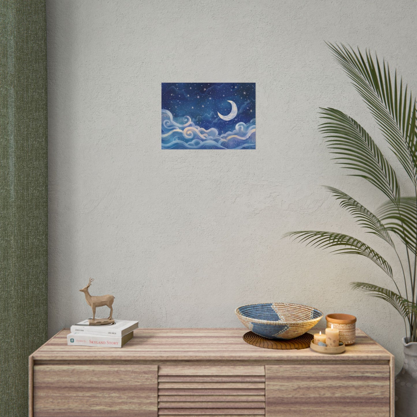 Whimsical Night Sky Dreams: Magical Illustration - Poster