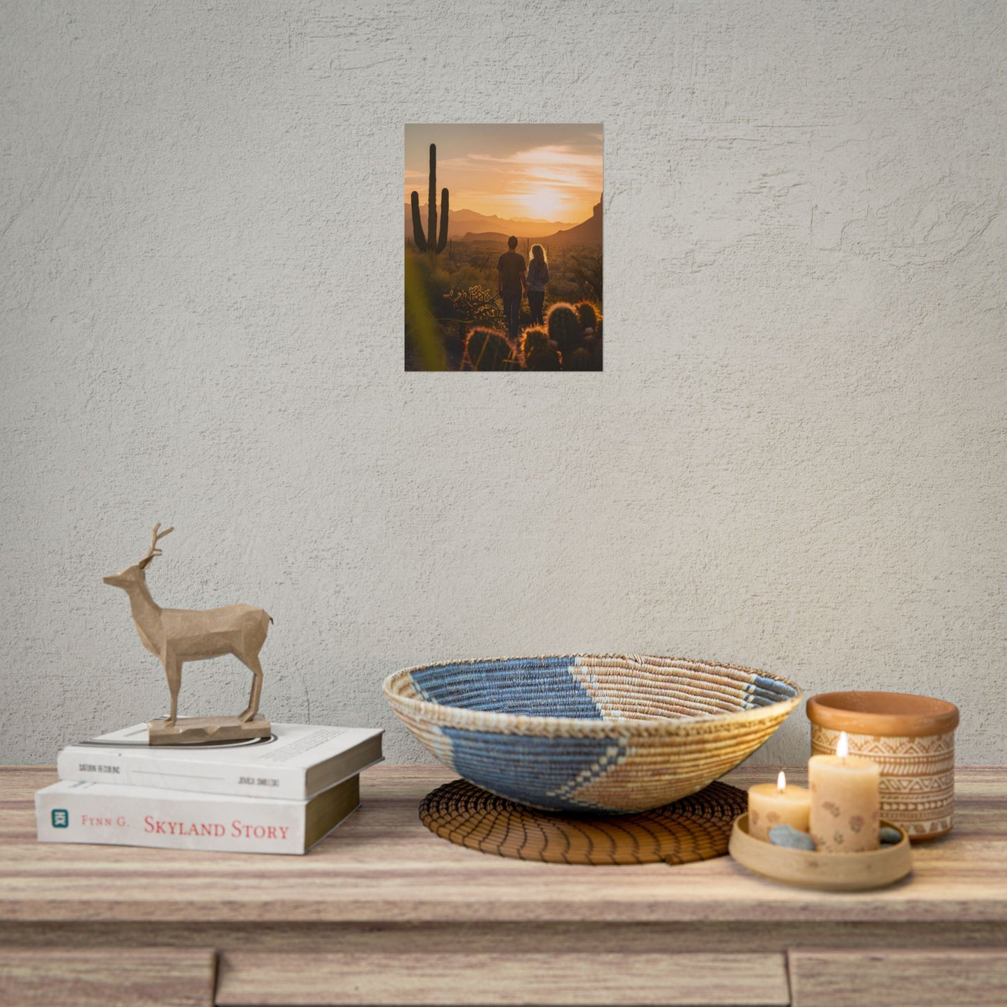 Serene Desert Sunset: Intimate Connection Digital Art - Poster
