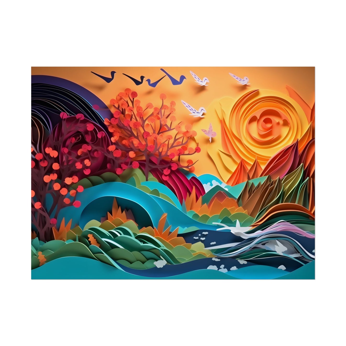 Magical Brown Flower: Quilled Paper Art - Poster