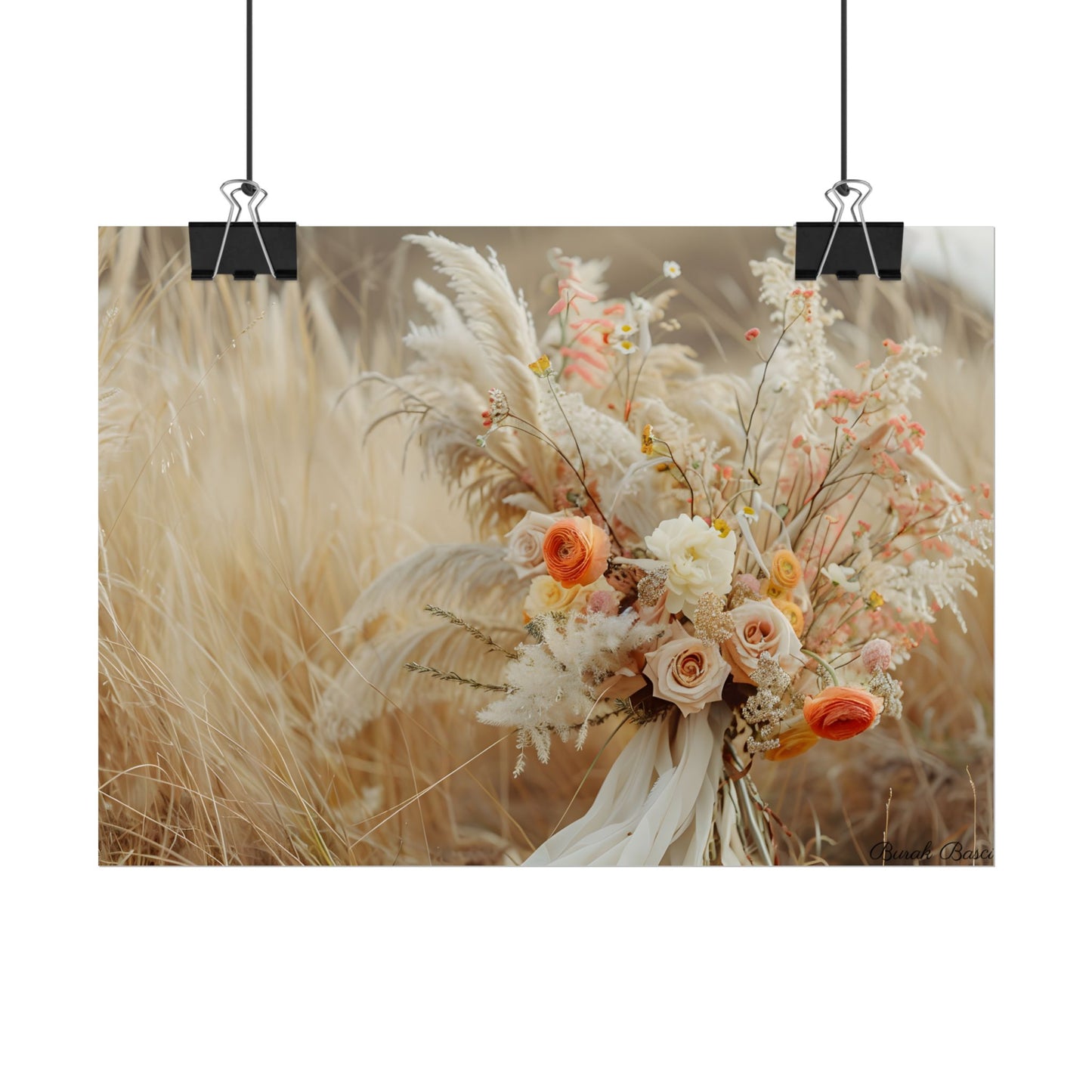 Whimsical Floral Oasis: Vibrant Pampas Artwork - Poster