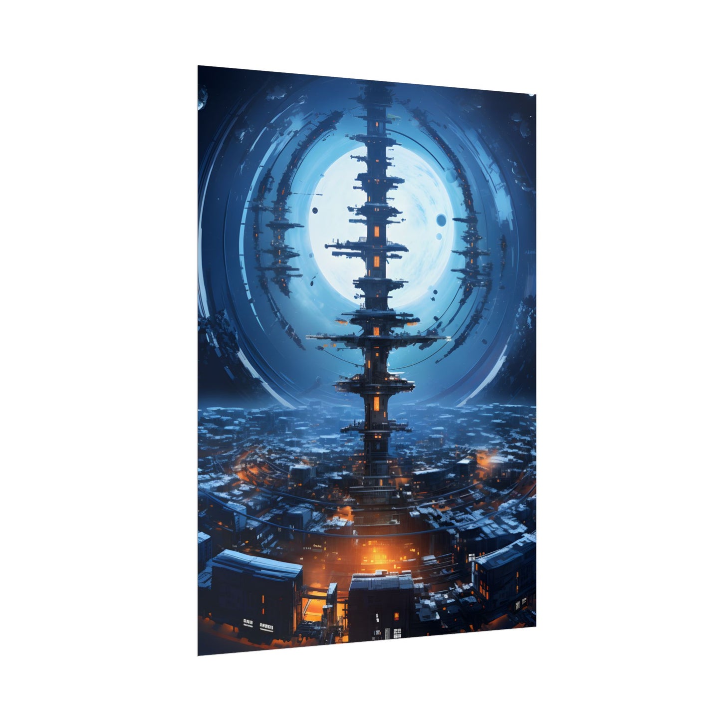 Aetherial Space Station: Low Earth Orbit Digital Art - Poster
