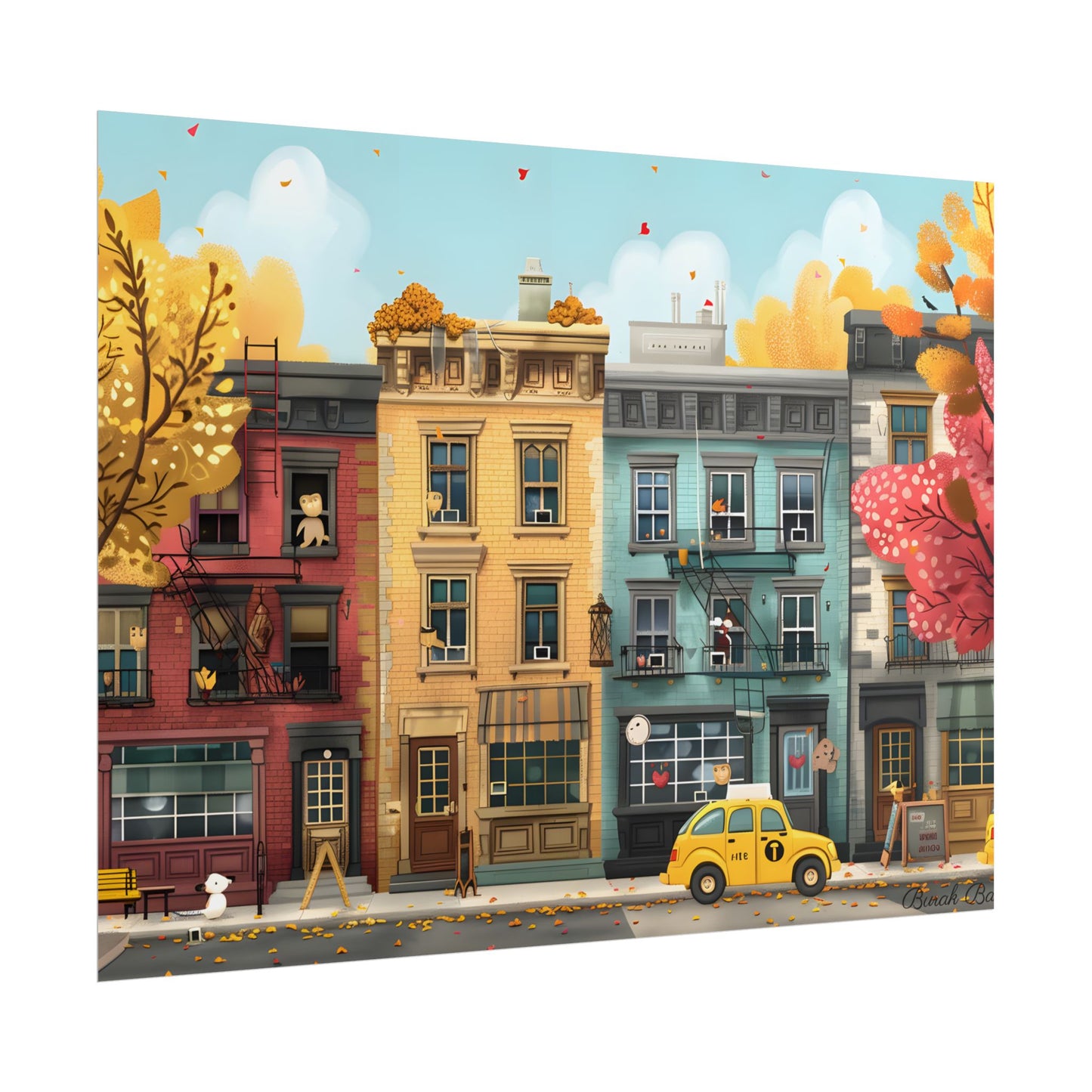 Whimsical Wonder: Playful Yellow Building Illustration - Poster