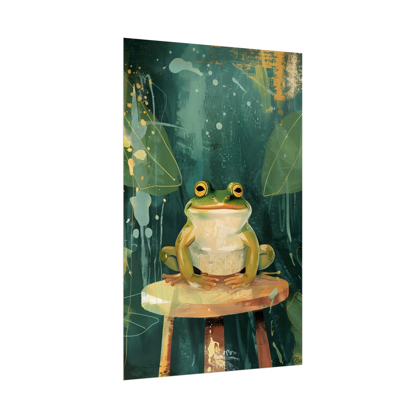Whimsical Frog Cartoon: Colorful Ta Illustration - Poster