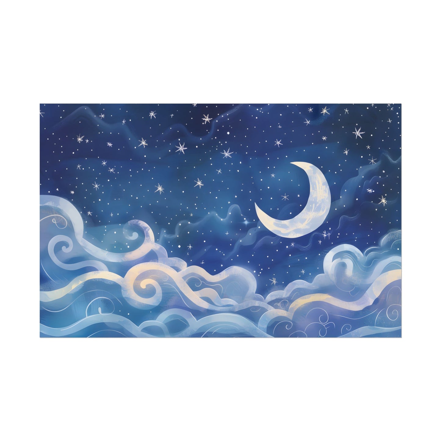 Whimsical Night Sky Dreams: Magical Illustration - Poster