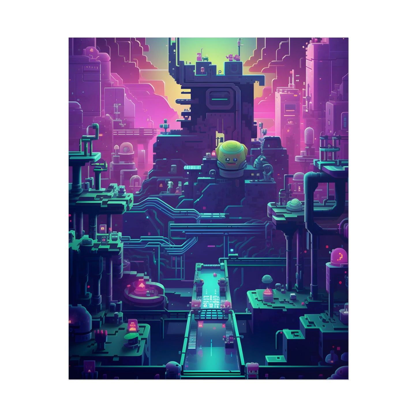 Vibrant Cyber-Pets: Gamified Pixelated Digital Art - Poster