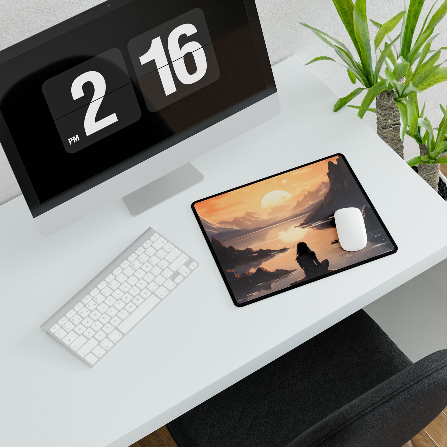 Profile Portrait: Monochrome Photography Art - Desk Mat
