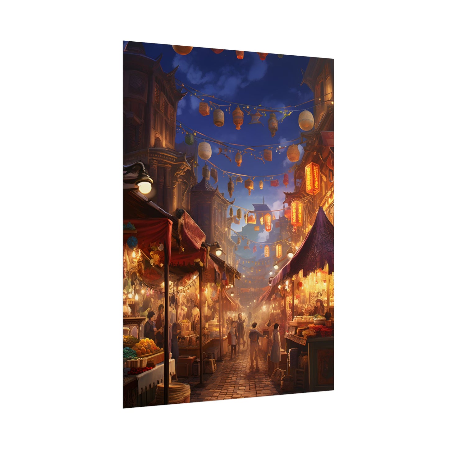Enchanting Evening Street Food Market: A Vibrant Gathering - Poster