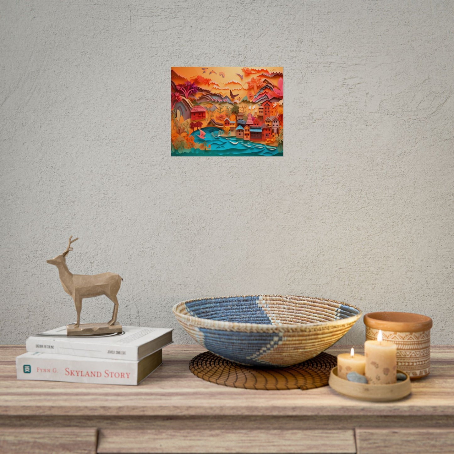 Magical Beach Landscape: Paper Quilling Artwork - Poster