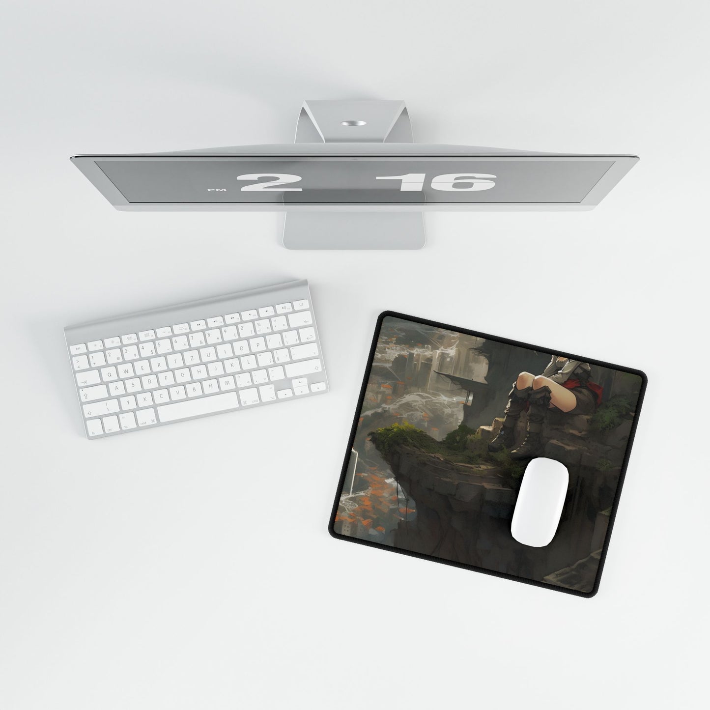 Dramatic Anime Bird's Eye View: Action-Packed Digital Art - Desk Mat