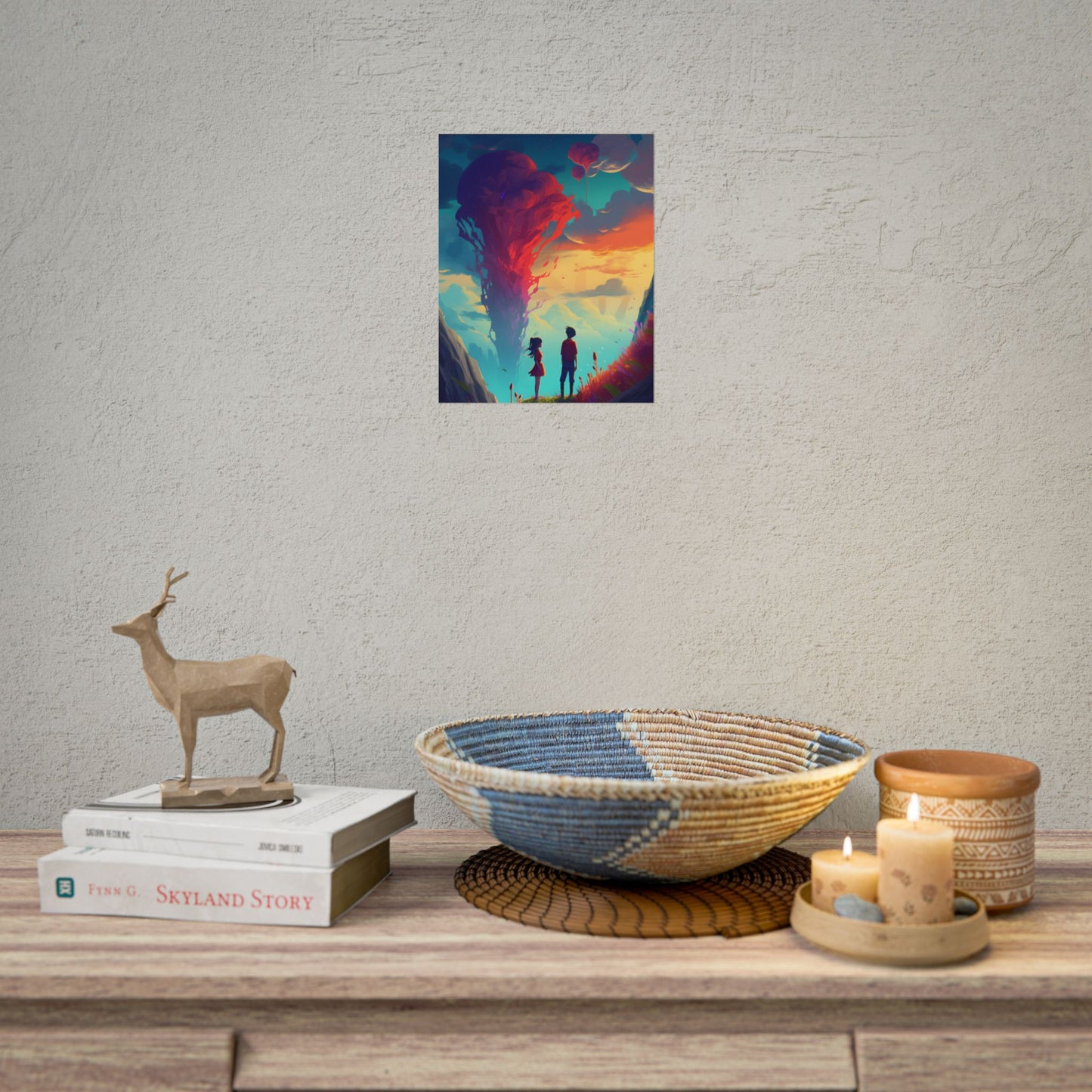 Peaceful Meadow Moment: A Girl and a Boy in Nature - Poster