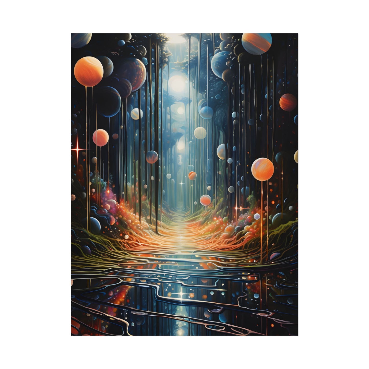 Vibrant Celestial Art Gallery: Otherworldly Landscape - Poster