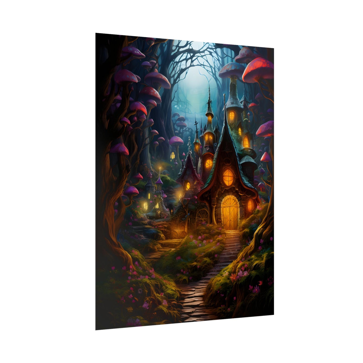 Enchanted Forest Boy: Whimsical Fairy Tale Scene - Poster