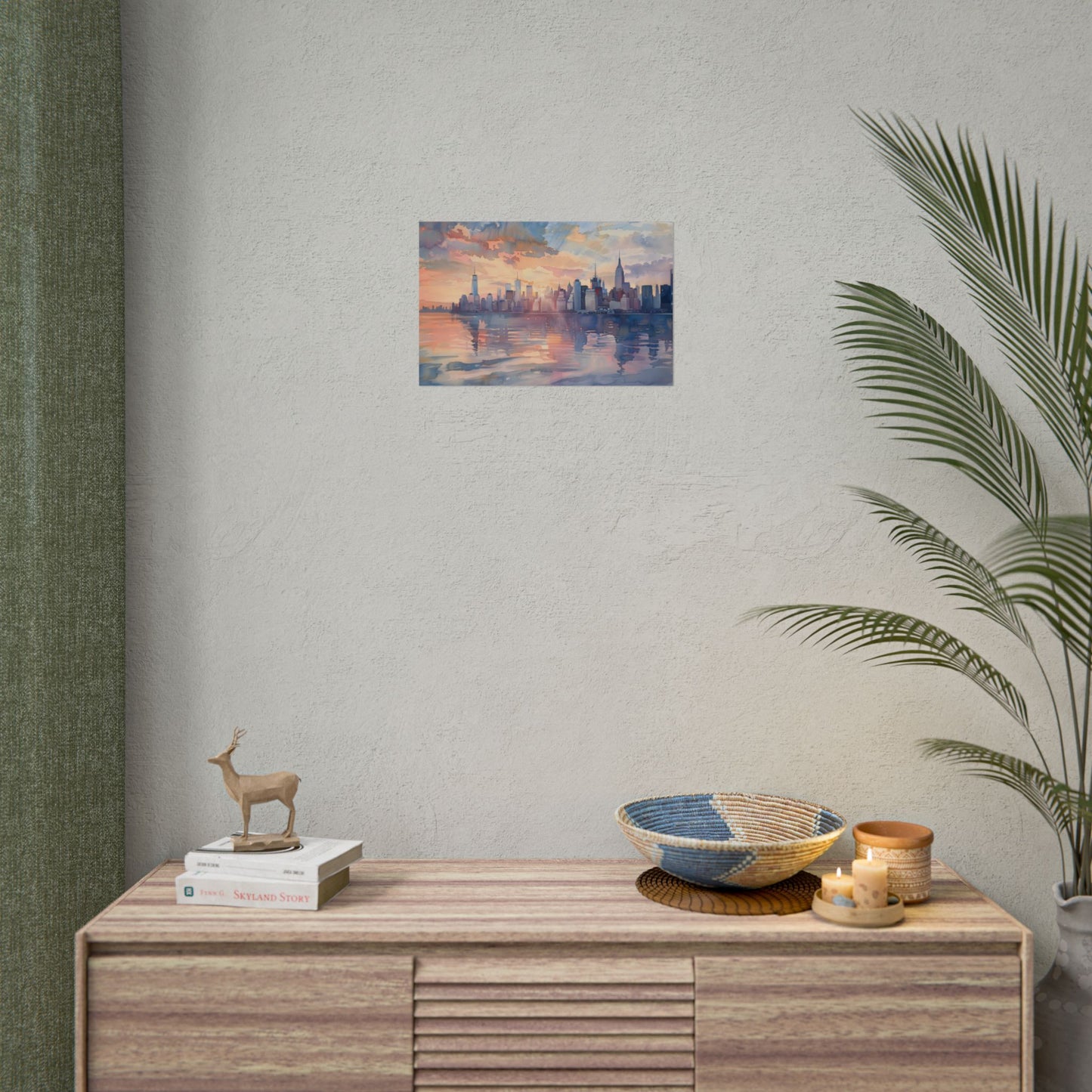 Watercolor New York City Sunset: Golden Hour Artwork - Poster