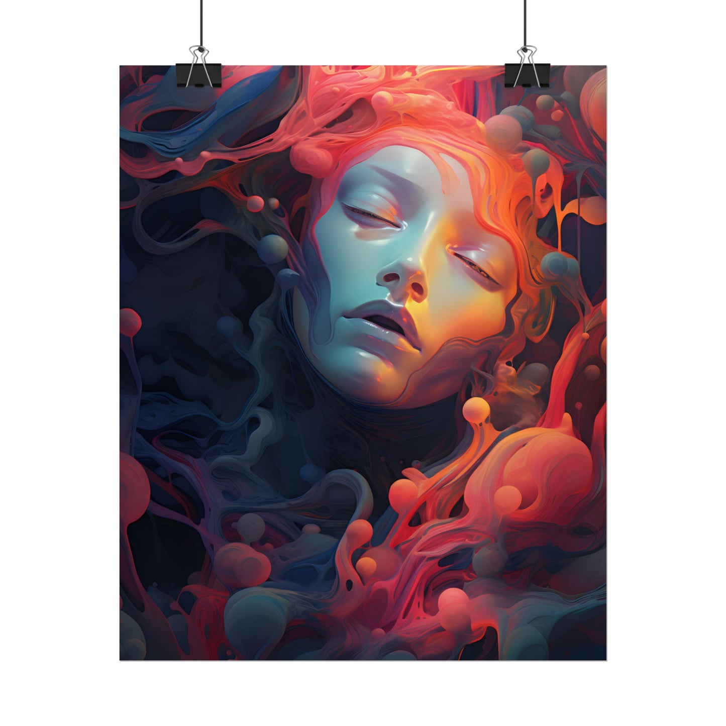 Abstract Cyber Dreamscape: Digital Artwork - Poster
