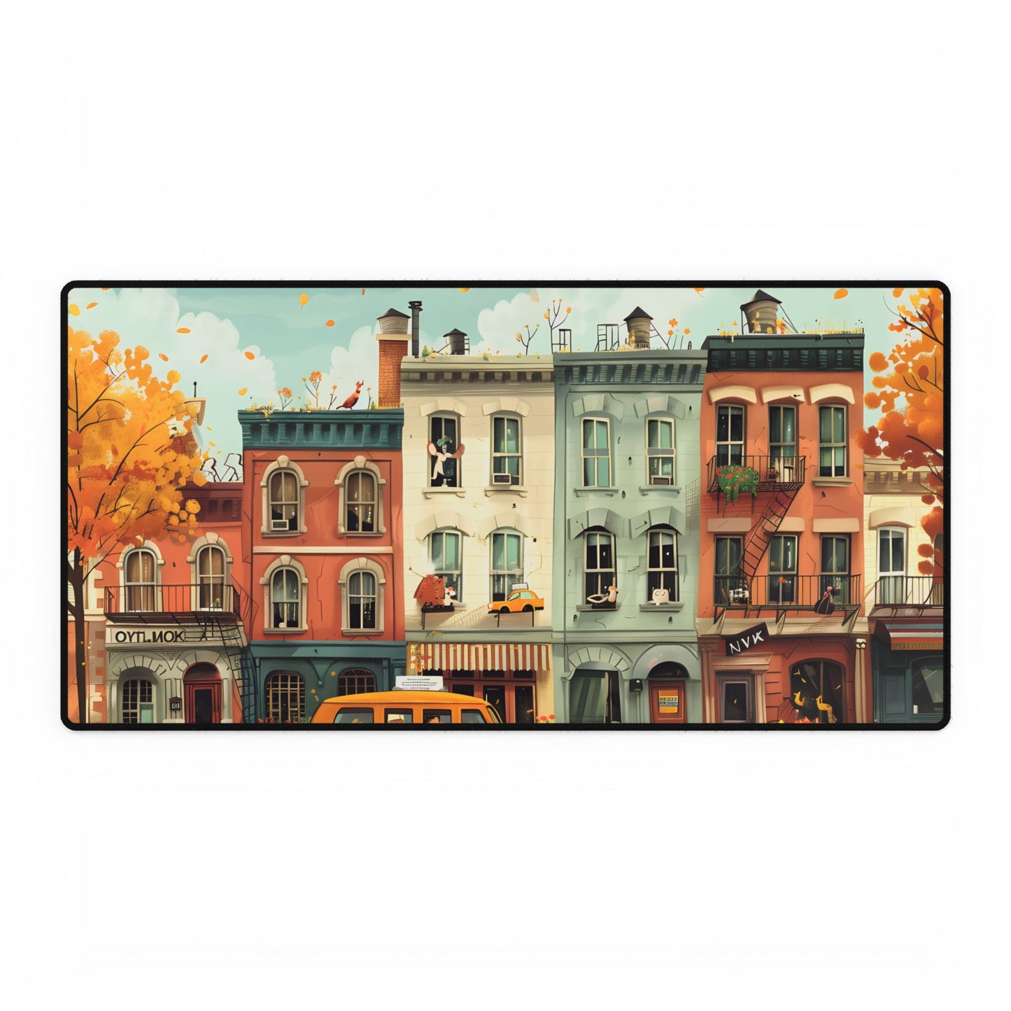 Whimsical Yellow Dream: A Captivating Illustration - Desk Mat