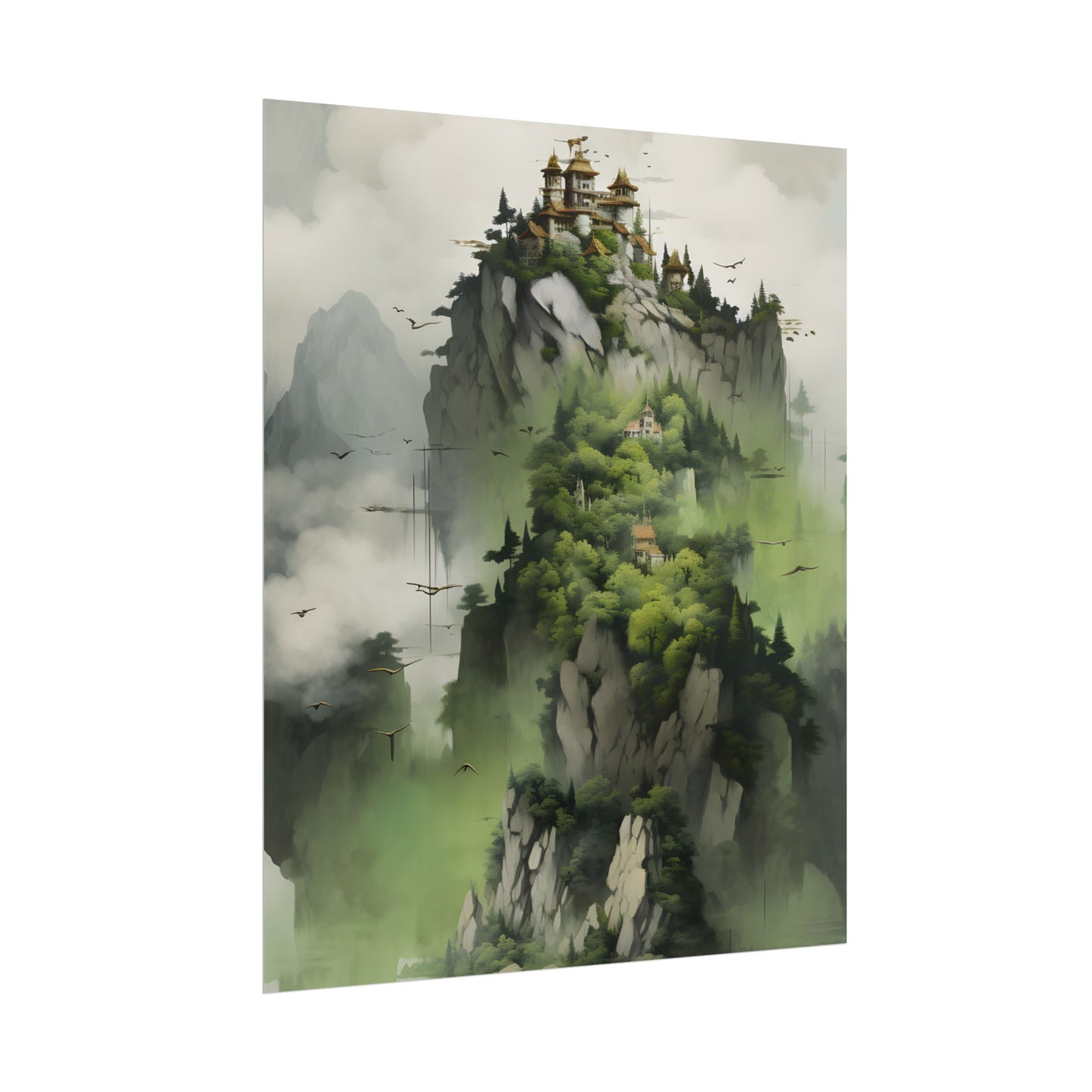 Landscape Masterpiece: Vibrant Ash Magenta & Moss Green Nature Scene - Poster