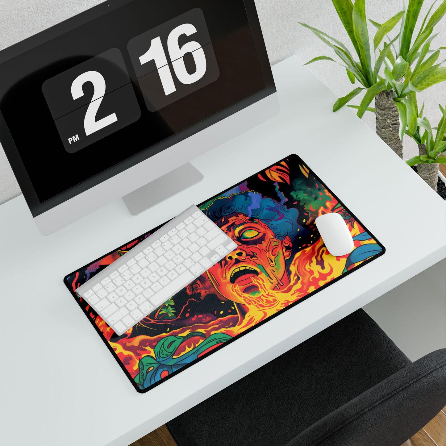 Whimsical Reading Moment: Cartoonish Illustration - Desk Mat