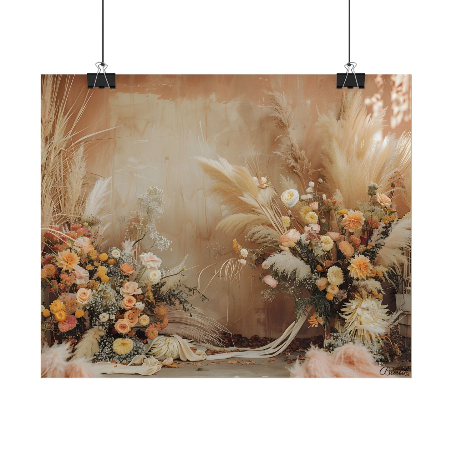 Whimsical Floral Pampas Find: Explore Calming Artwork - Poster