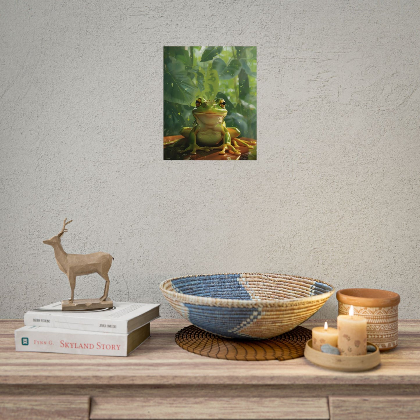 Whimsical Frog Oasis: A Peaceful Lily Pad Scene - Poster