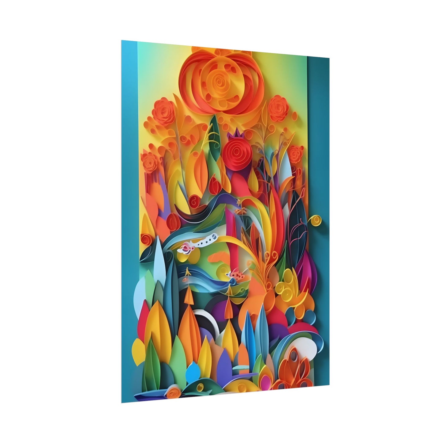 Colorful Quilled Indian Landscape Artwork - Poster