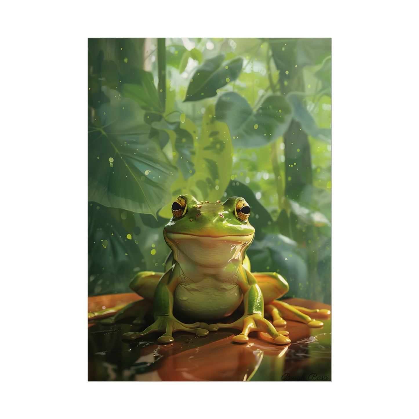 Whimsical Frog Oasis: A Peaceful Lily Pad Scene - Poster