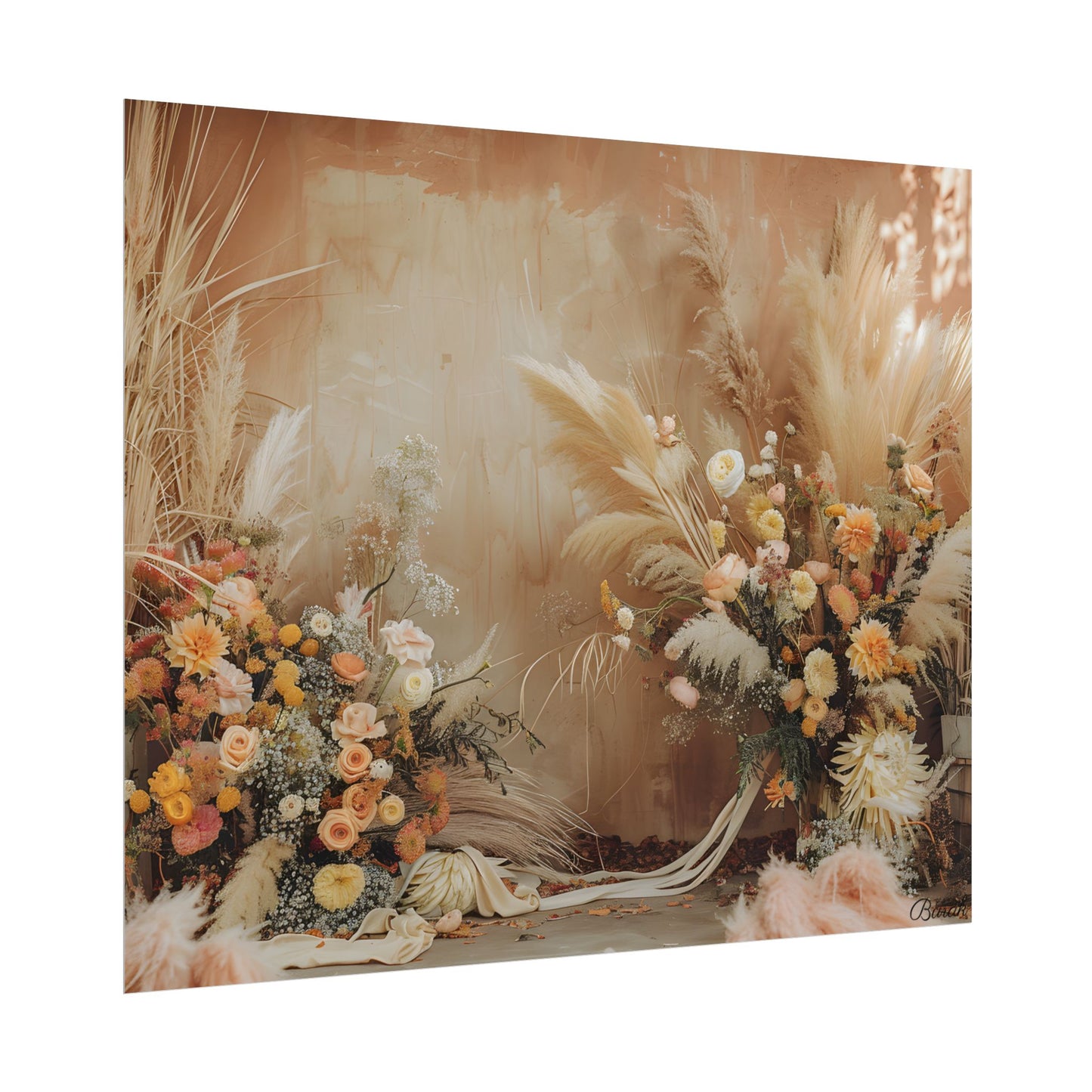 Whimsical Floral Pampas Find: Explore Calming Artwork - Poster