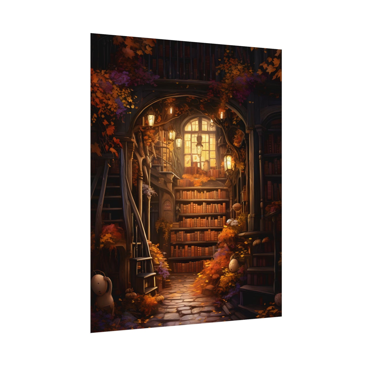 Whimsical Magical Bookshop: Enchanting Artwork in a Hidden Corner - Poster