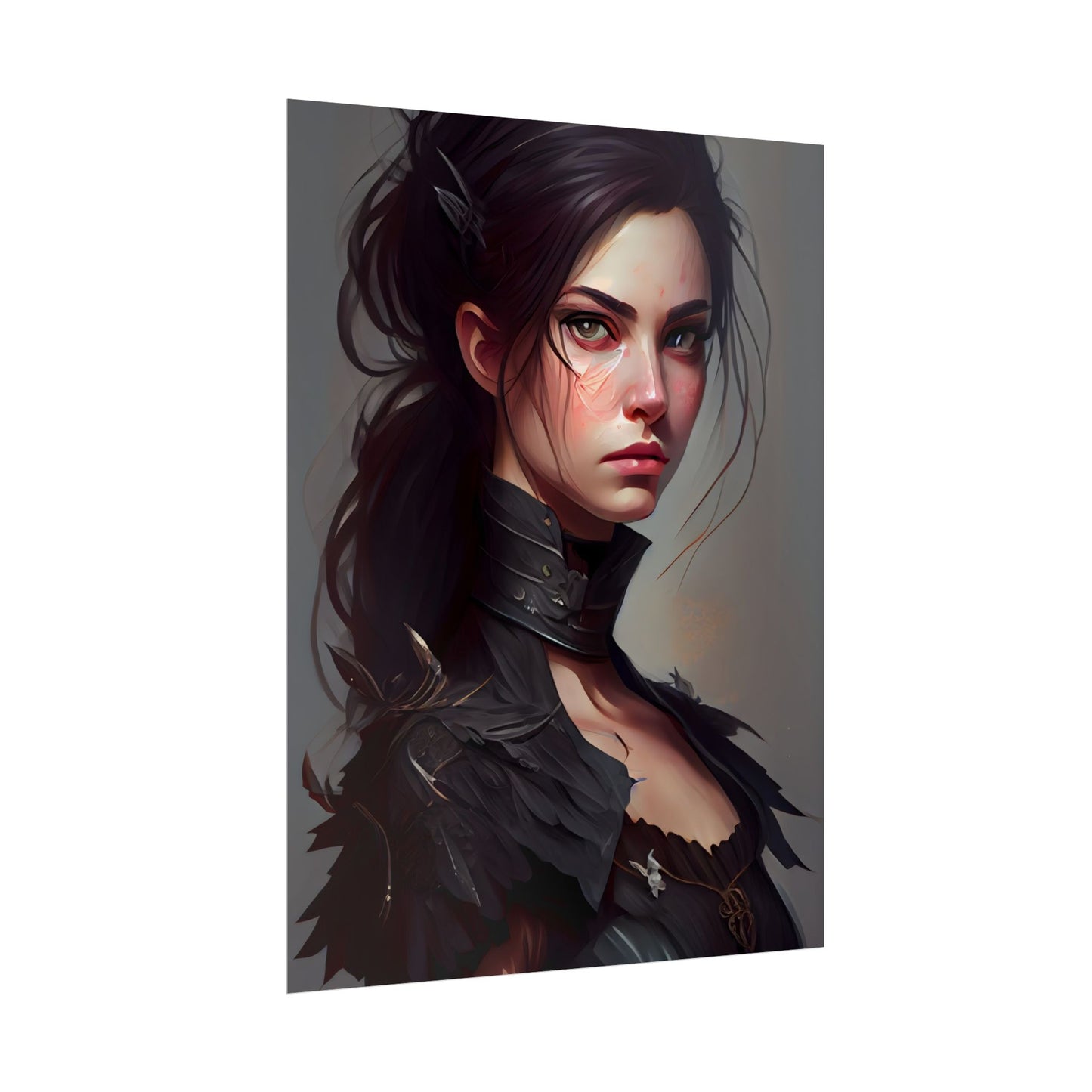 Artistic Female Portrait: Elegant Dress Digital Artwork - Poster