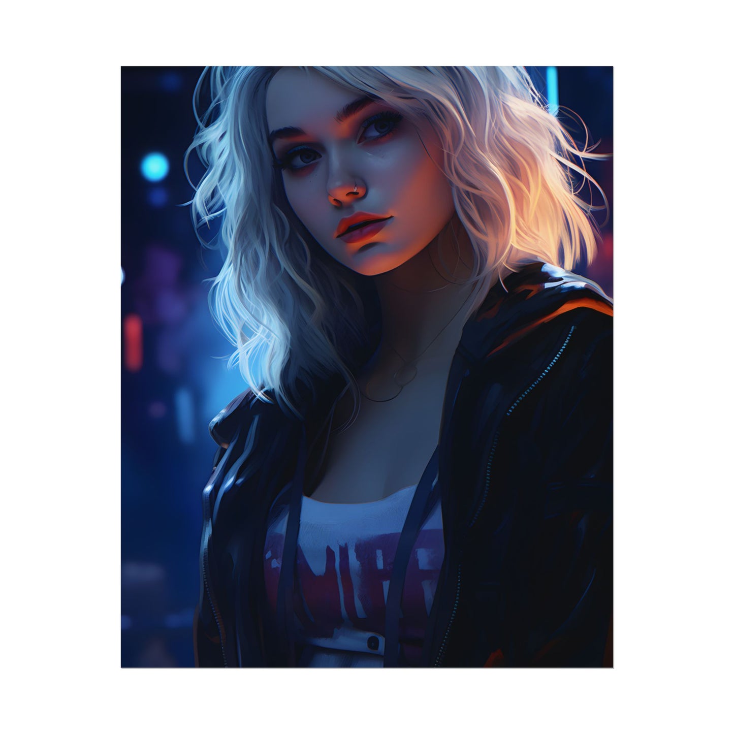 Blonde Portrait: A Teen's Cyberpunk Moment - Poster