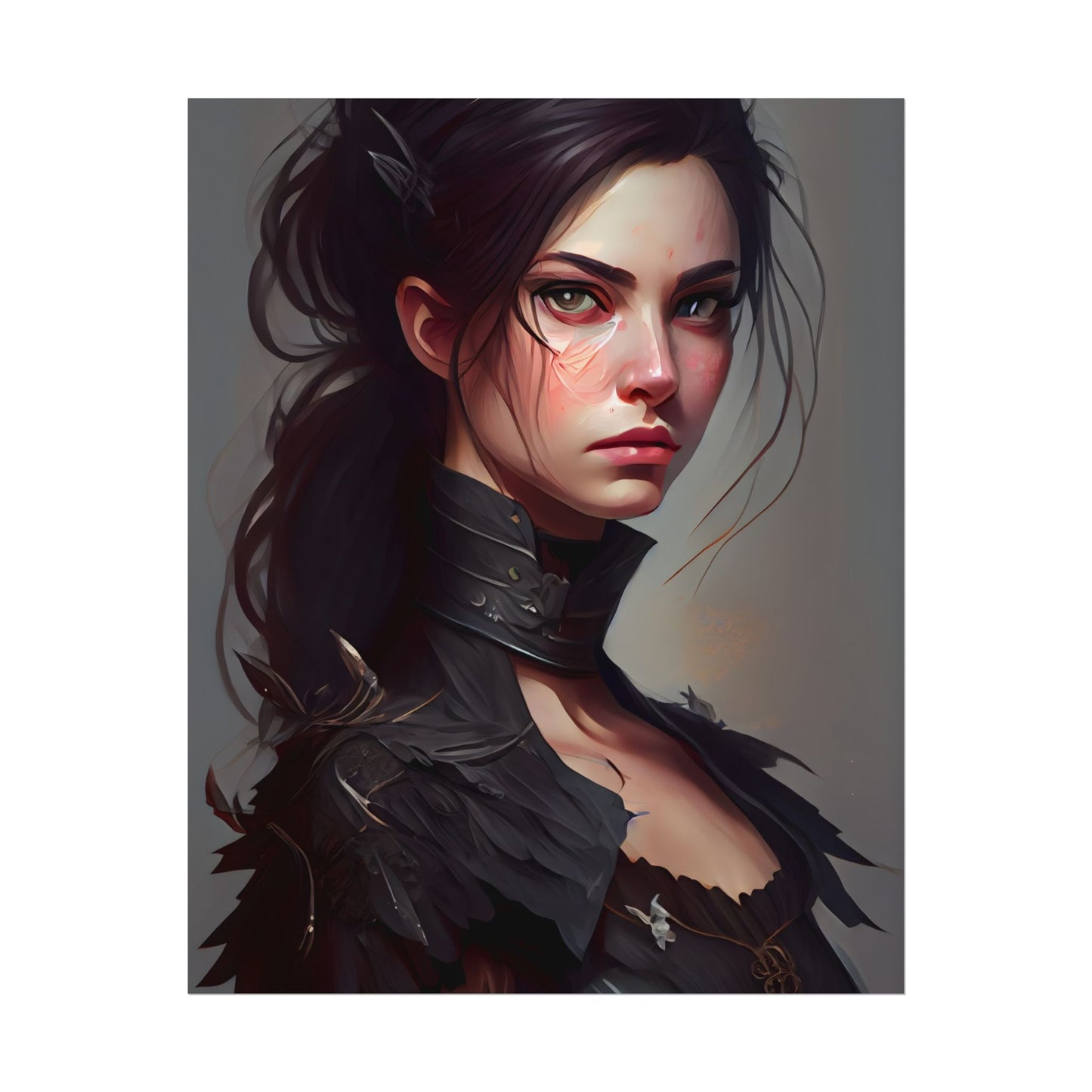 Artistic Female Portrait: Elegant Dress Digital Artwork - Poster