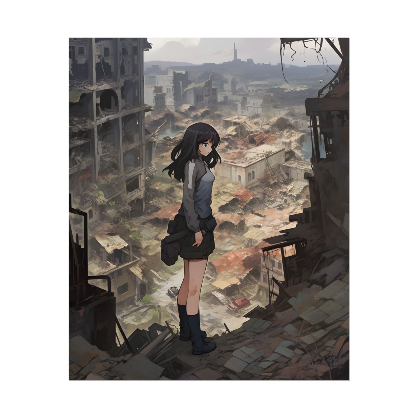 Dramatic Anime Scene: Detailed Bird's Eye View - Poster