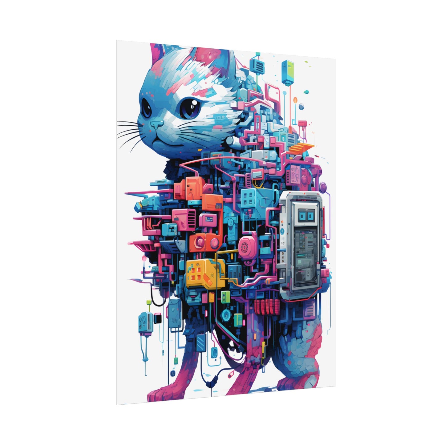 Whimsical Pixelated Cyber Pet: Retro-Style Digital Art - Poster