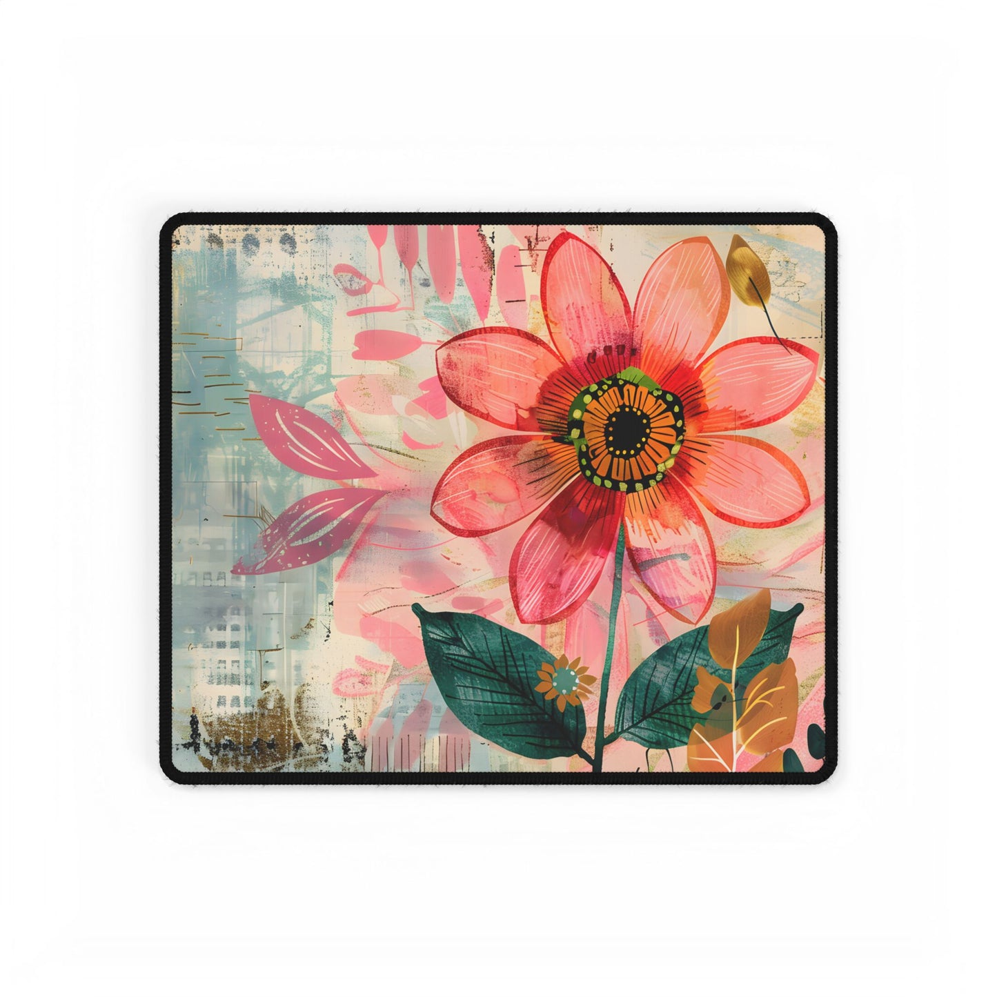 Blooming Growth: Whimsical Flower Art - Desk Mat