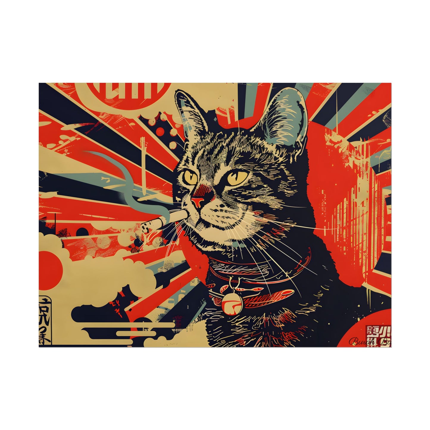 Whimsical Urban Wildlife: Cat Art in a Bolstered Setting - Poster