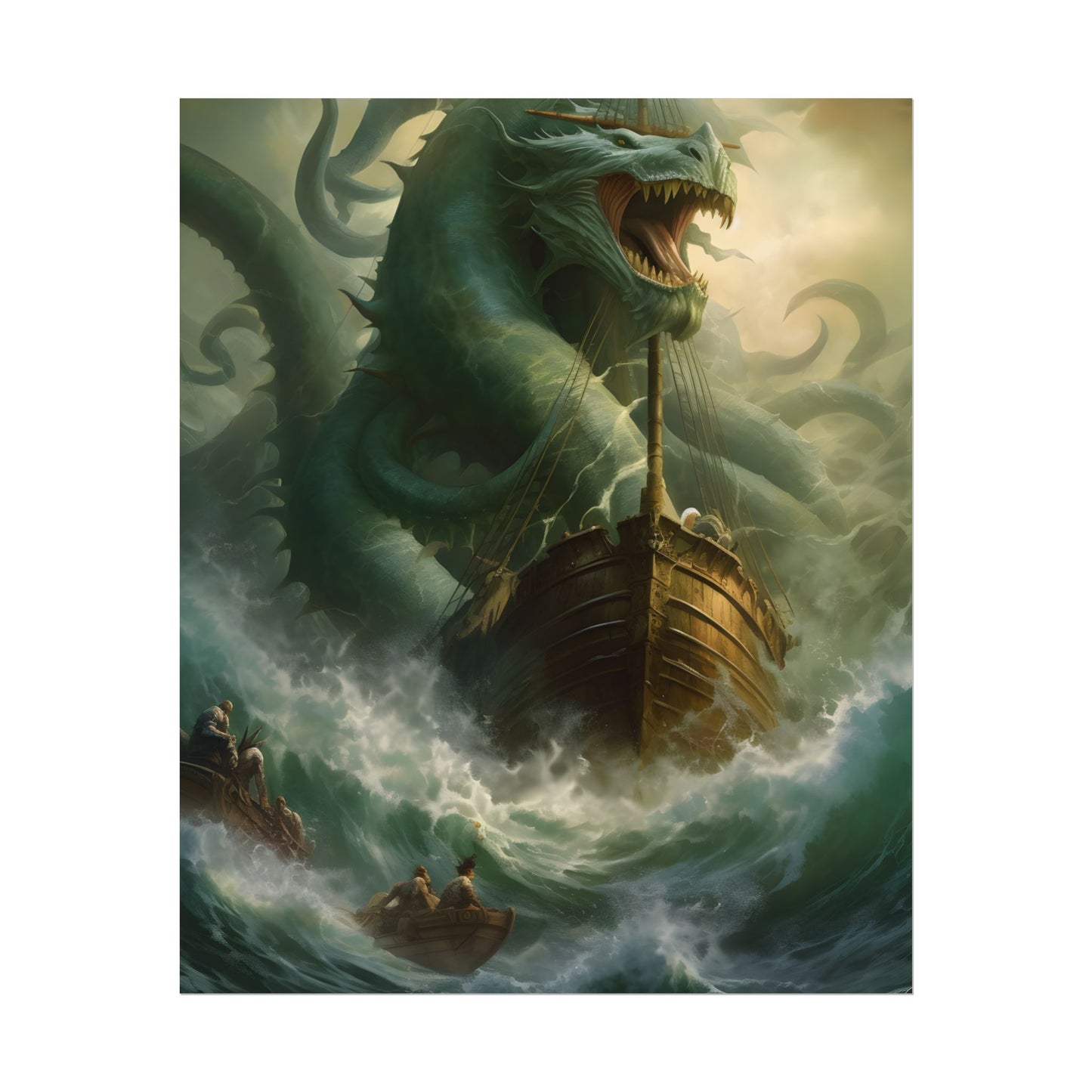 Ancient Mythical Sea Monsters: Prehistoric Marine Creature Art - Poster