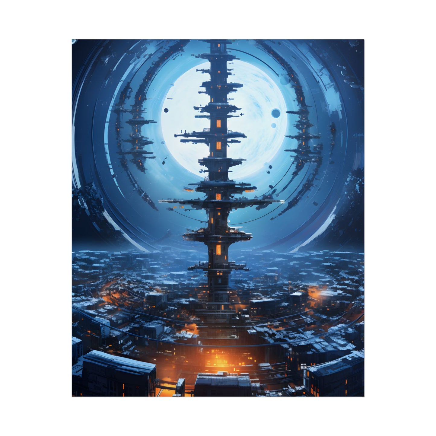 Aetherial Space Station: Low Earth Orbit Digital Art - Poster