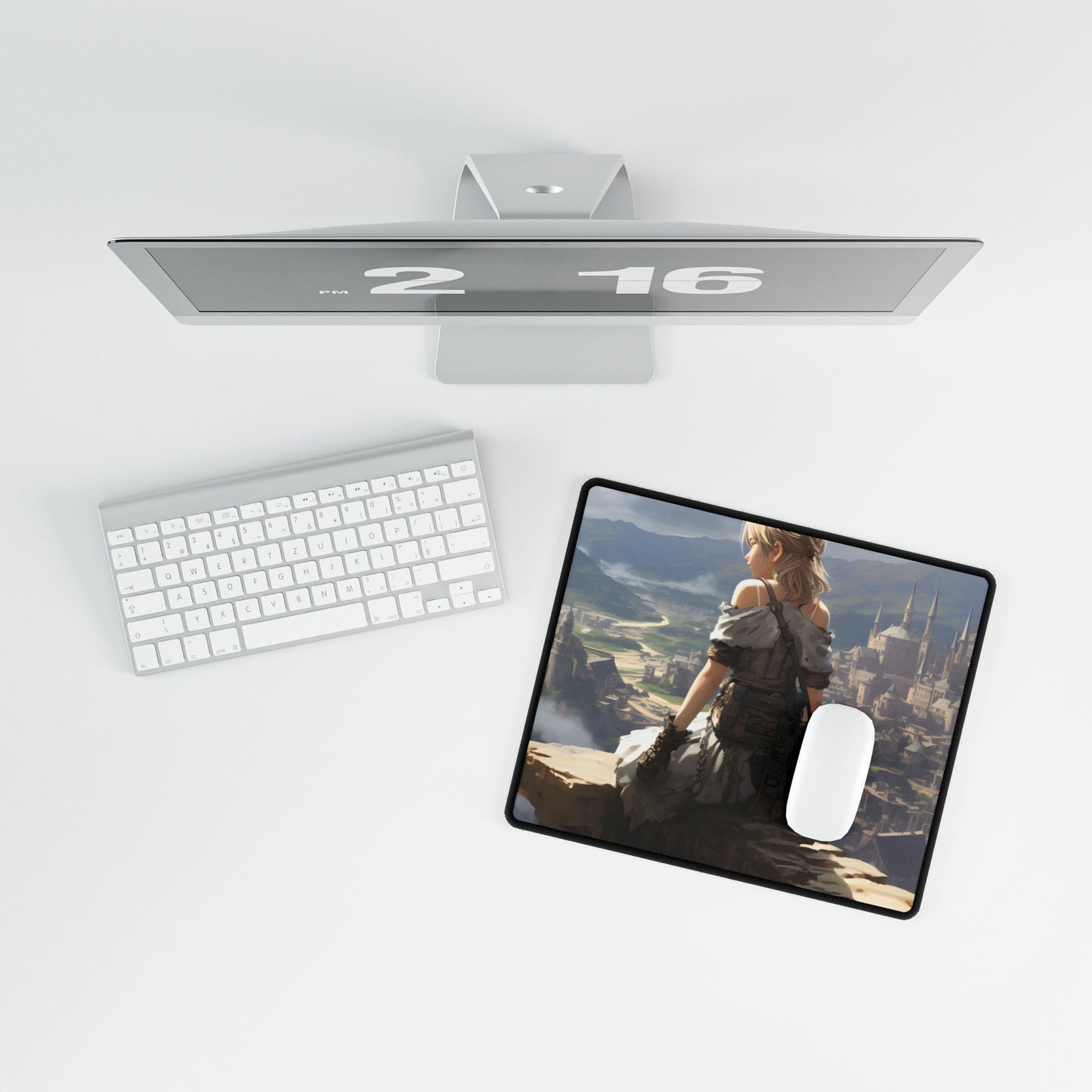 Anime Dreams: Flying Blonde Digital Artwork - Desk Mat