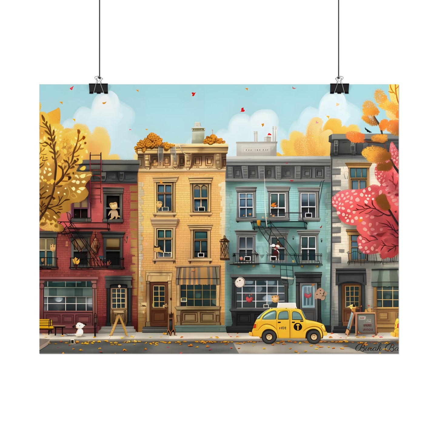 Whimsical Wonder: Playful Yellow Building Illustration - Poster