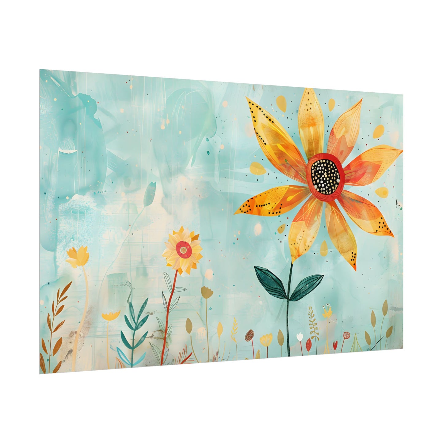 Blooming Growth: Whimsical Flower with Mindset Message Art - Poster