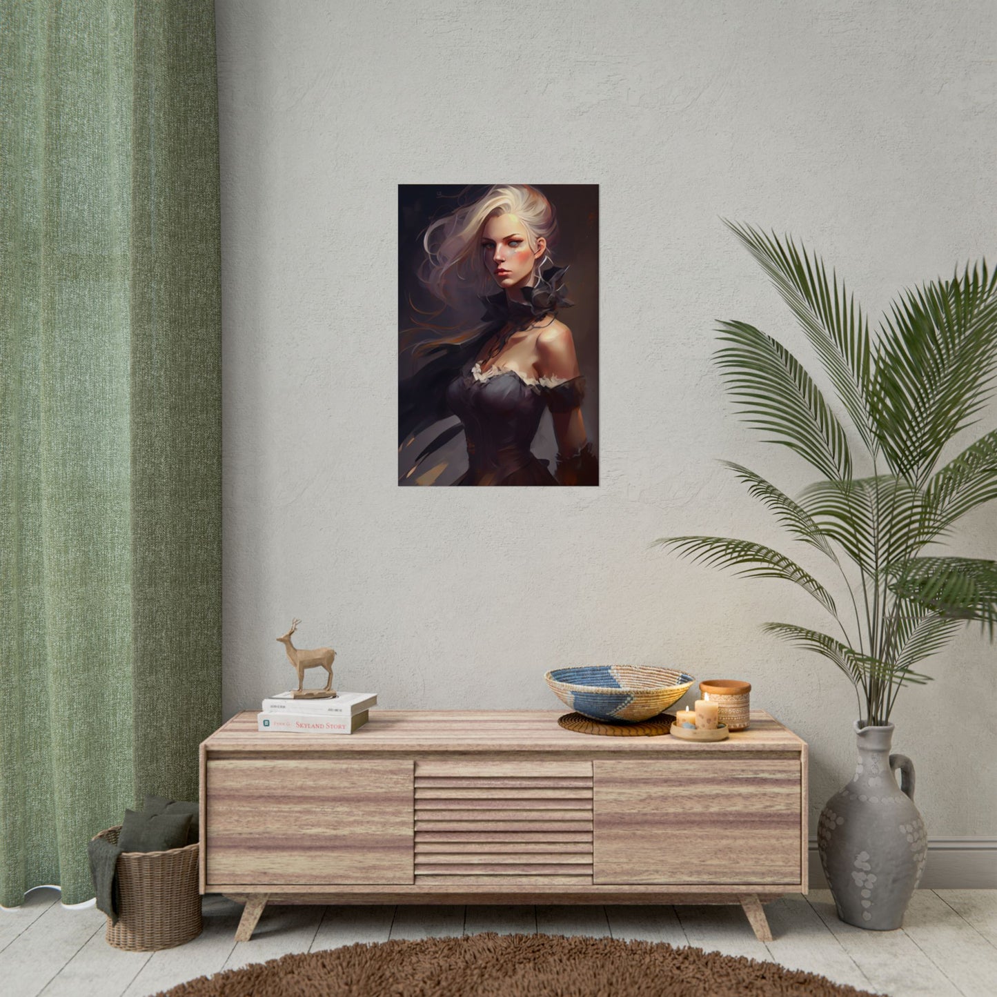 Elegant Blonde Beauty: Whirling Portrait Art - Poster