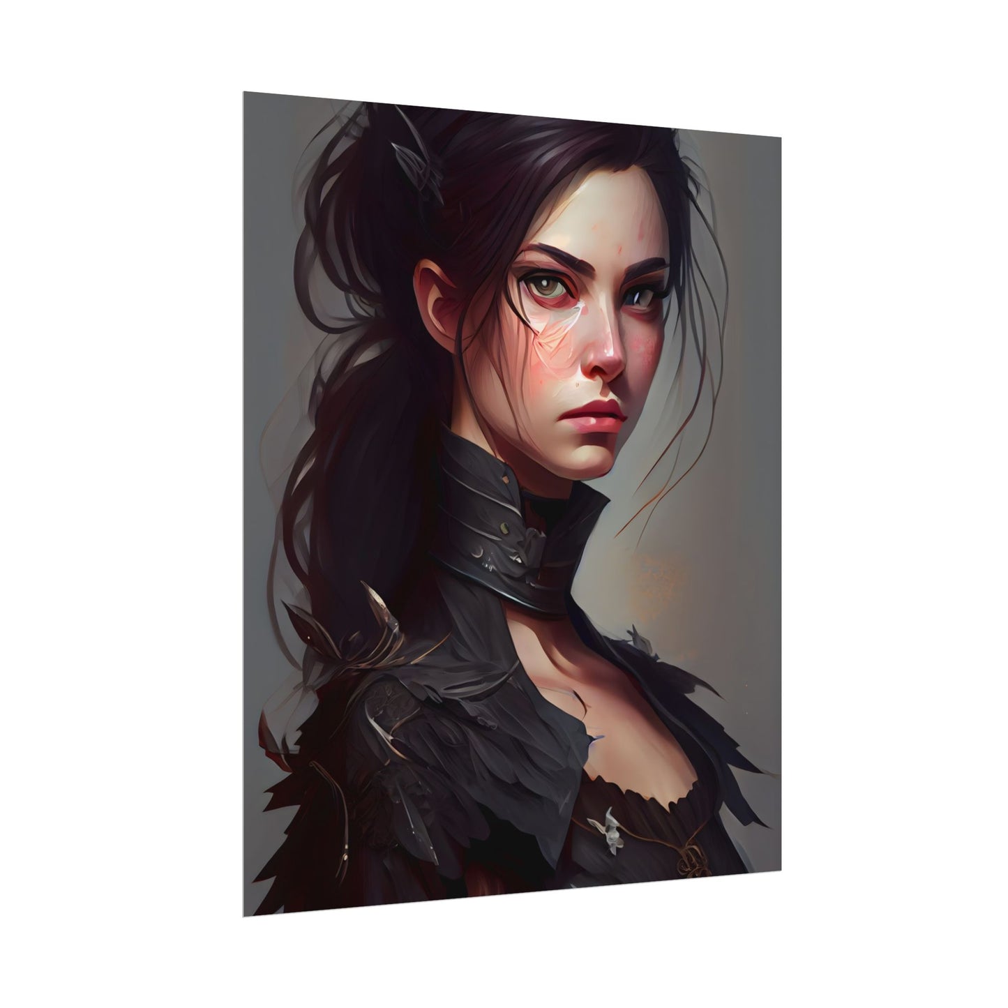 Artistic Female Portrait: Elegant Dress Digital Artwork - Poster
