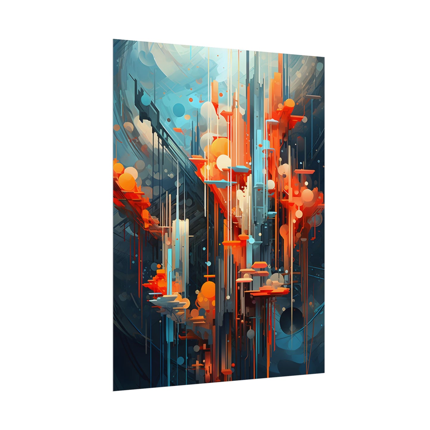 Abstract Cyber Dreamscape: Vibrant Colors and Neon Lights Digital Art - Poster
