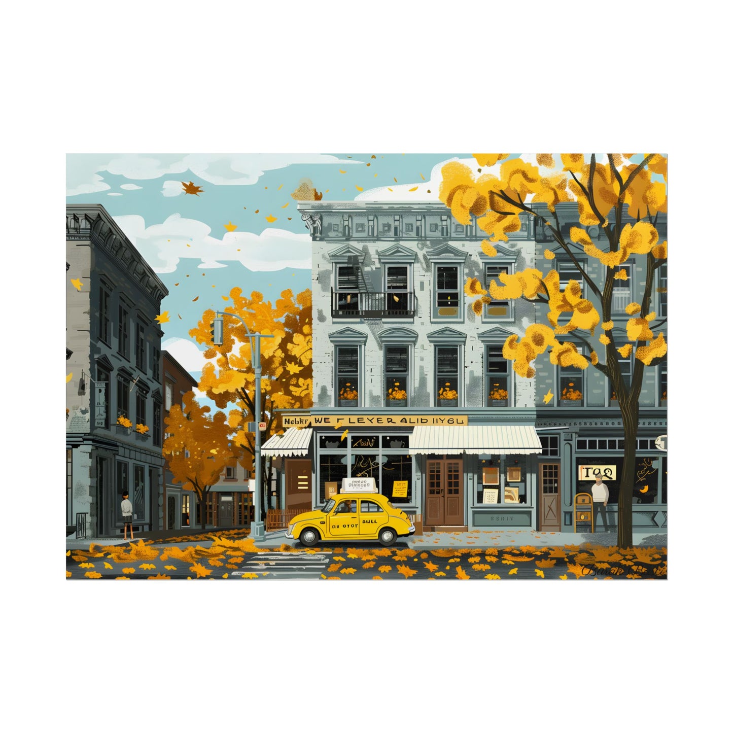 Whimsical Yellow Building: Ornate Illustration Artwork - Poster