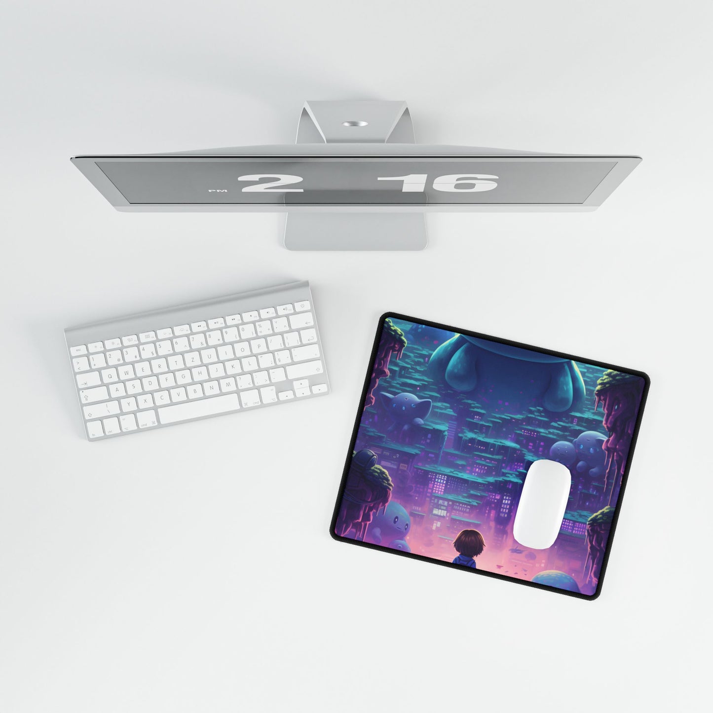 Pixelated Cyber-Pet: Digital Art in Colorful Pixels - Desk Mat
