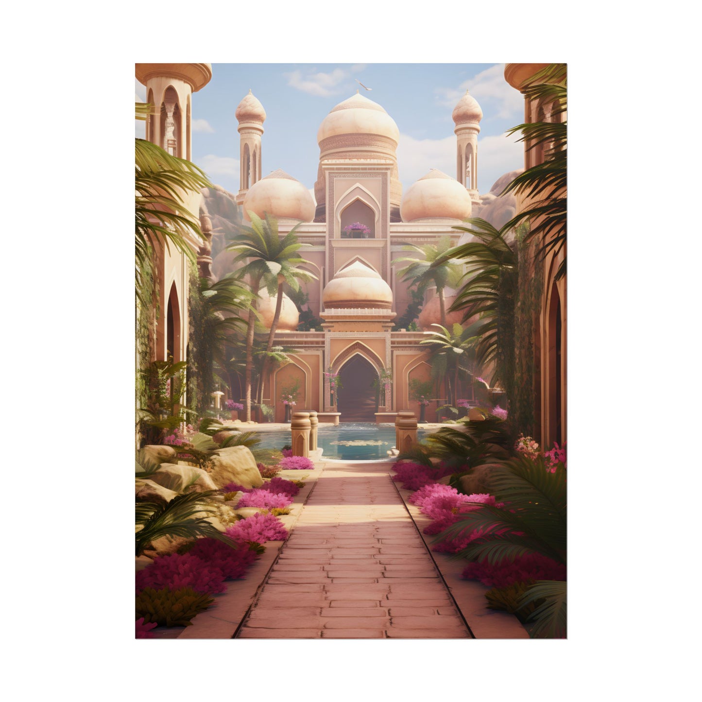 Hidden Arabian Desert Paradise: Serene Oasis Art - Poster