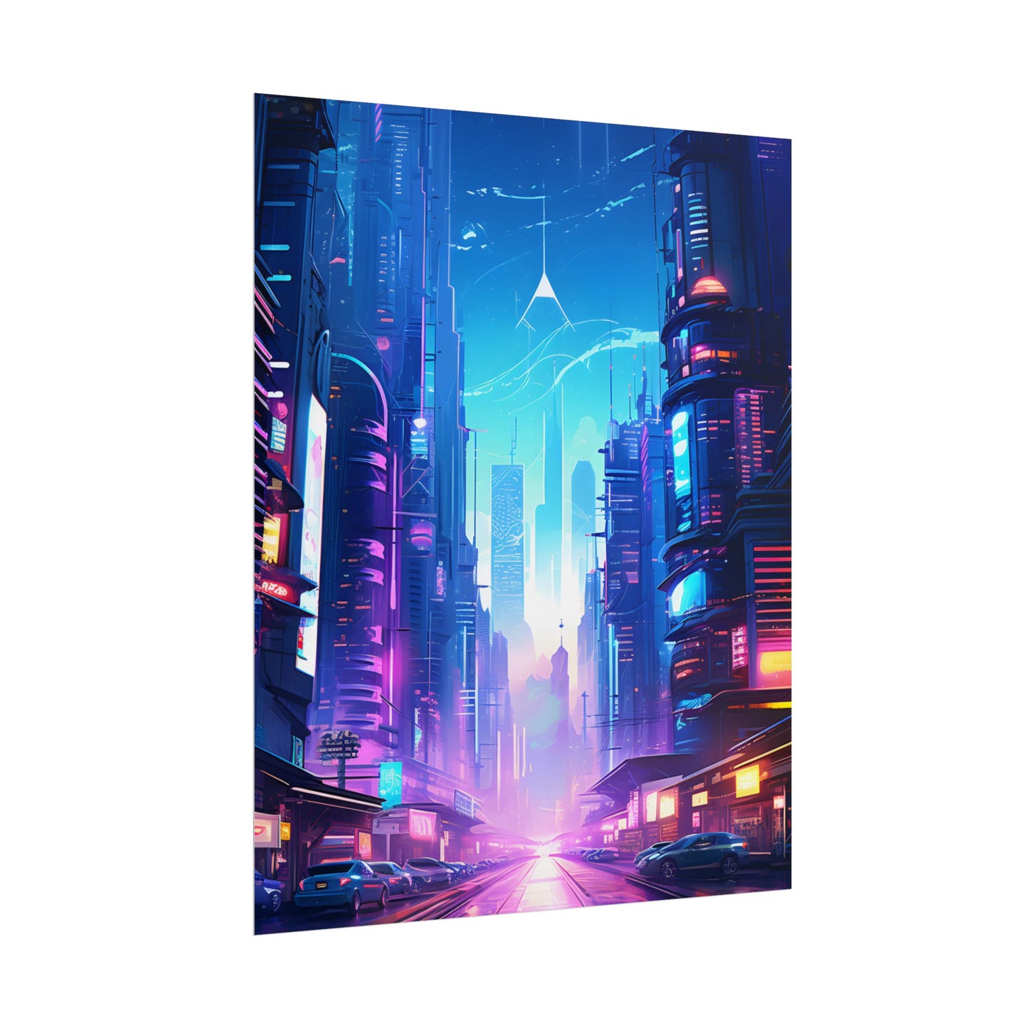 Futuristic Cityscape: Cyberpunk Dystopia Digital Artwork - Poster