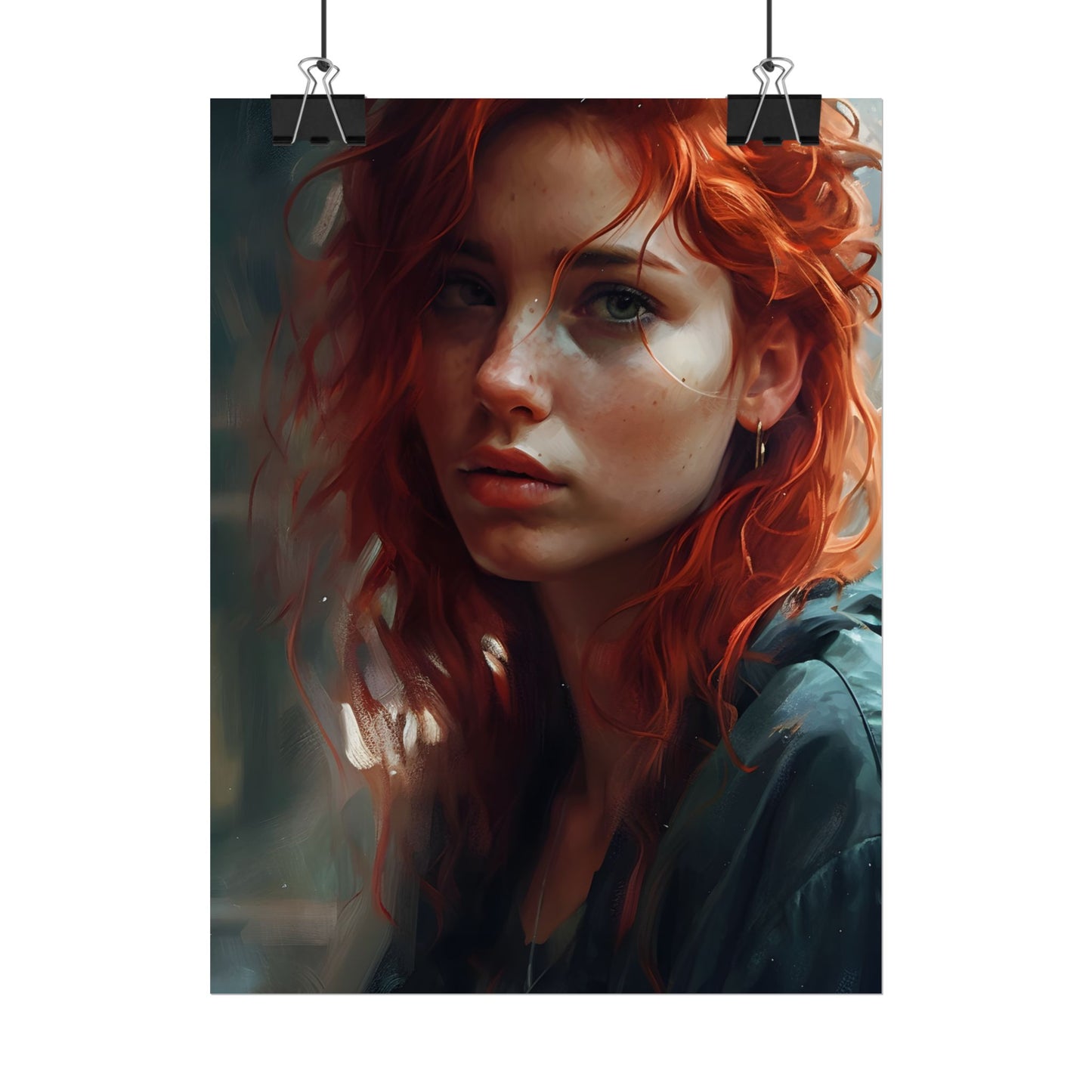 Astonishing Redhead Portrait: Realistic Artwork - Poster
