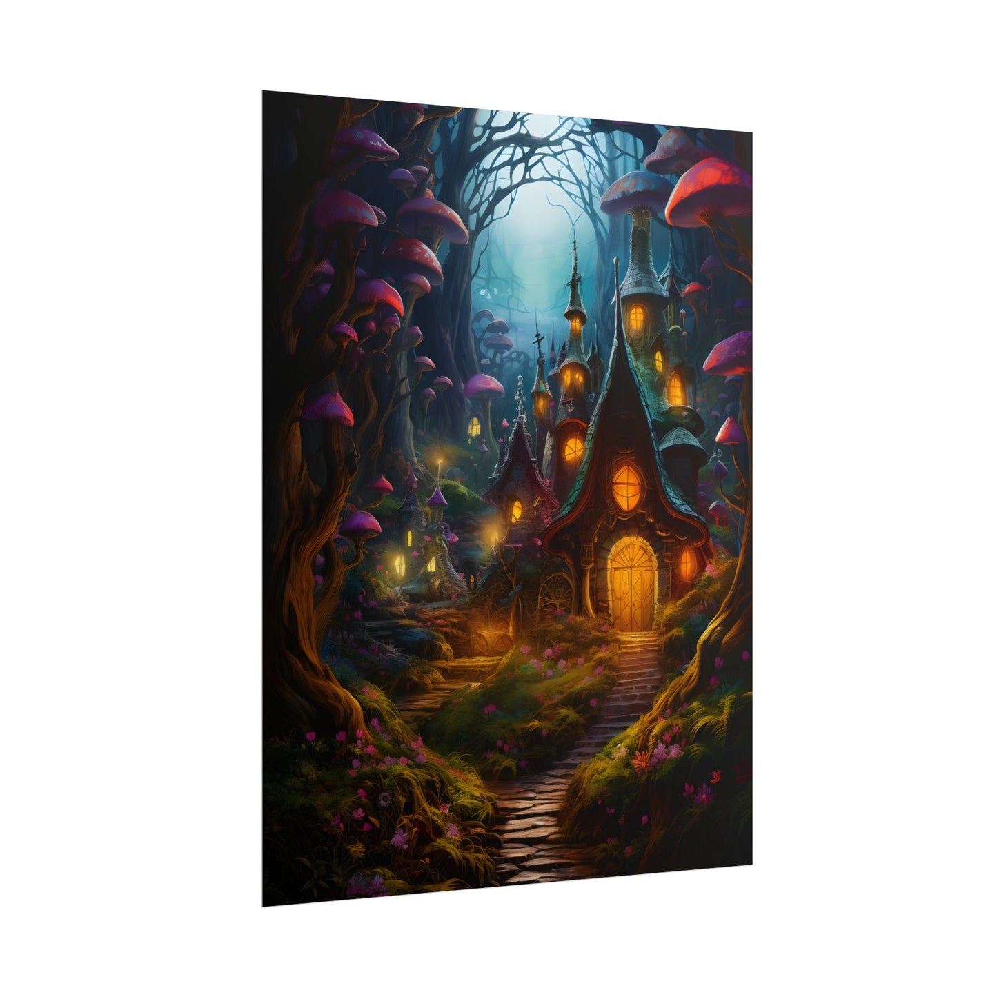Enchanted Forest Boy: Whimsical Fairy Tale Scene - Poster